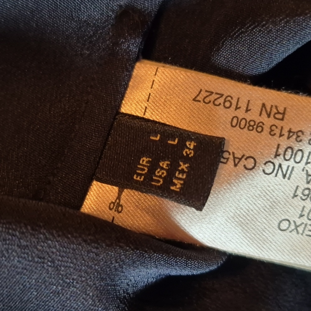 MASSIMO DUTTI Loose Fit Navy V-Neck Sheer Chiffon Sleeve Lined Dress, Size Large - Picture 14 of 15